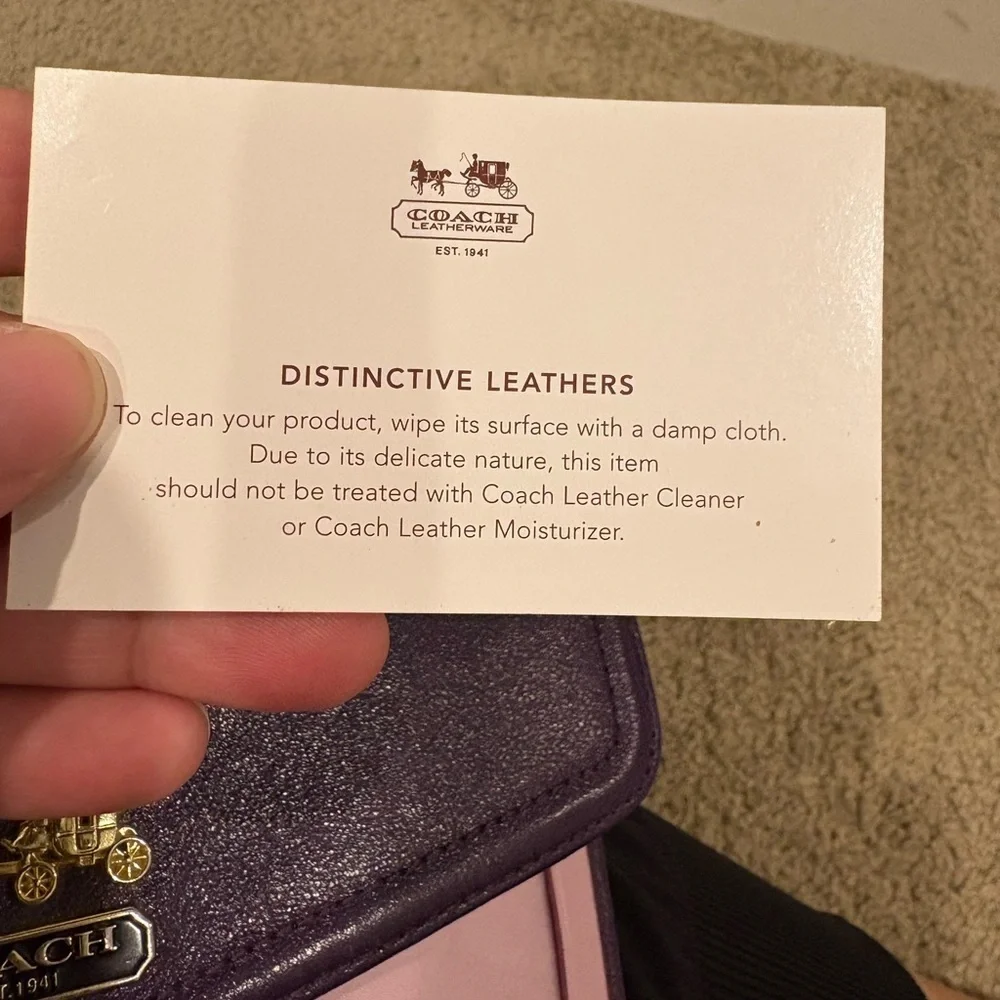 Vintage Coach Madison Leather Tri fold Checkbook Wallet Purple and Pink EUC